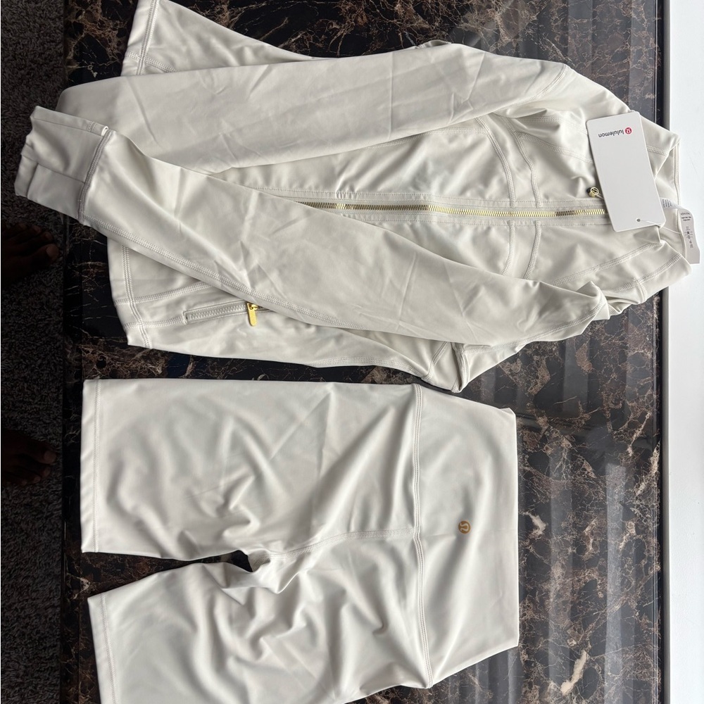White Zip-Up Jacket and Shorts Set 2|4|6